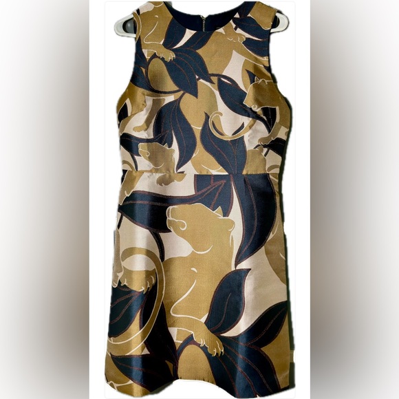 Ann Taylor Jungle Cat Jaguar Sheath Sleeveless Dress - size 6 - Picture 2 of 5